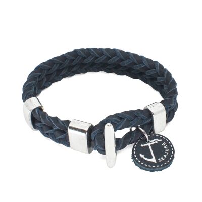 Bracciale Aruba Seajure Nautical In Pelle Intrecciata Blu Navy