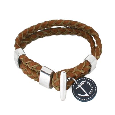 Seajure Nautical Korfu Armband aus geflochtenem Leder Braun