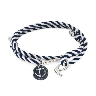 Bracelet Seajure Nautique Corde Tressée Ampat Bleu Marine et Blanc