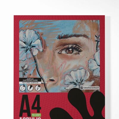 Artgecko Pro Acrylic Sketchpad A4 Portrait - 20 Sheets 240gsm White Cartridge Paper
