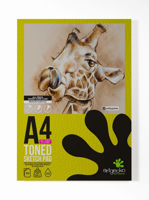 Artgecko Pro Toned Sketchpad A4 Portrait - 30 Sheets 200gsm Tan Toned Card