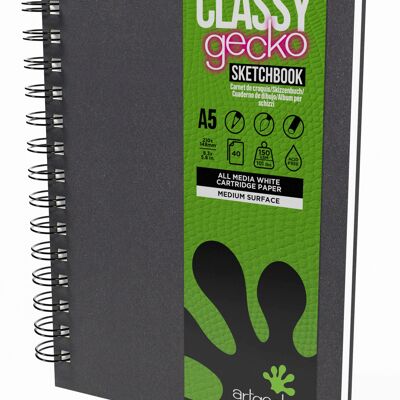 Artgecko Classy Sketchbook A5 Portrait - 80 Pages (40 Sheets) 150gsm White Cartridge Paper