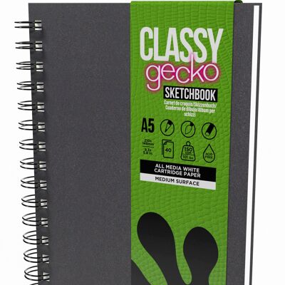 Artgecko Classy Sketchbook A5 Portrait - 80 Pages (40 Sheets) 150gsm White Cartridge Paper