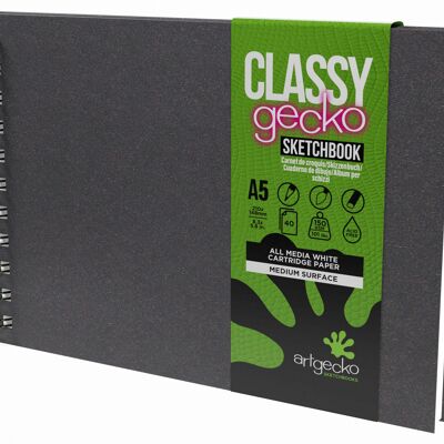 Artgecko Classy Sketchbook A5 Landscape - 80 Pages (40 Sheets) 150gsm White Cartridge Paper