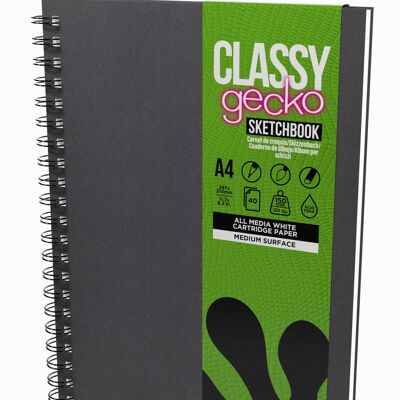 Artgecko Classy Sketchbook A4 Portrait - 80 Pages (40 Sheets) 150gsm White Cartridge Paper