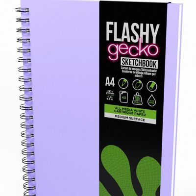 Artgecko Flashy Sketchbook (Purple) A4 Portrait - 80 Pages (40 Sheets) 150gsm White Cartridge Paper
