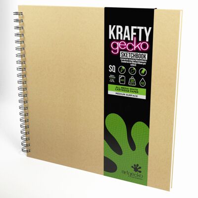 Artgecko Krafty Sketchbook 300mm Square - 80 Pages (40 Sheets) 150gsm White Cartridge Paper