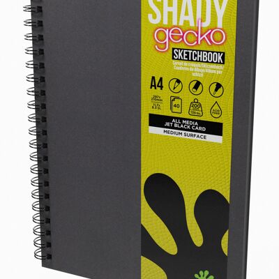 Artgecko Shady Sketchbook A4 Portrait - 80 Pages (40 Sheets) 200gsm Black Toned Card -
