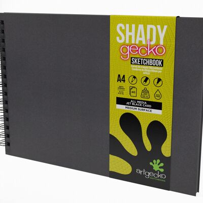 Artgecko Shady Sketchbook A4 Landscape - 80 Pages (40 Sheets) 200gsm Black Toned Card
