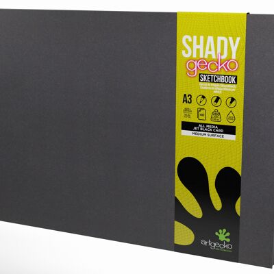 Artgecko Shady Sketchbook A3 Landscape - 80 Pages (40 Sheets) 200gsm Black Toned Card