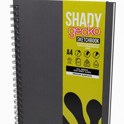 Artgecko Shady Sketchbook A4 Portrait - 70 Pages (35 Sheets) 200gsm Grey Toned Card
