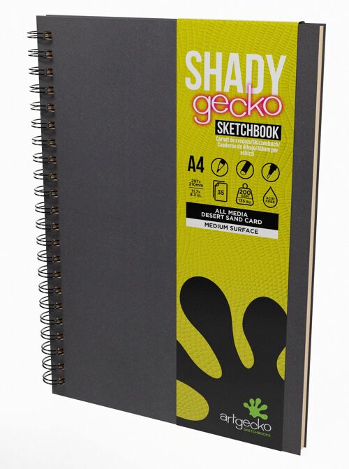 Artgecko Shady Sketchbook A4 Portrait - 70 Pages (35 Sheets) 200gsm Tan Toned Card