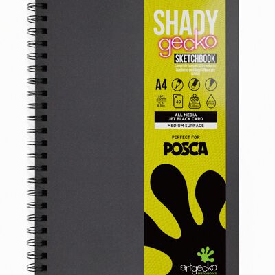 Artgecko Shady Sketchbook A4 Portrait - 80 Pages (40 Sheets) 200gsm Black Toned Card