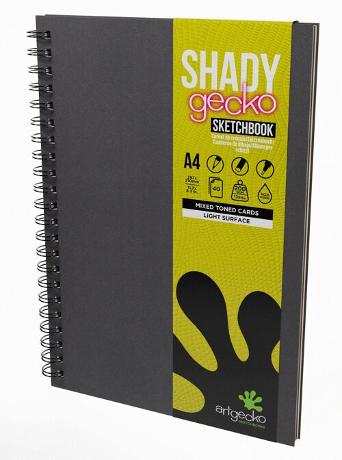 Artgecko Shady Sketchbook A4 Portrait - 80 Pages (40 Sheets) Of Mixed Toned Paper Stock