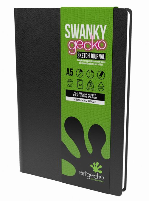 Artgecko Swanky Sketch Journal A5 Portrait - 124 Pages (62 Sheets) 150gsm White Cartridge Paper