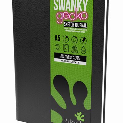 Artgecko Swanky Sketch Journal A5 Portrait - 124 Pages (62 Sheets) 150gsm White Cartridge Paper