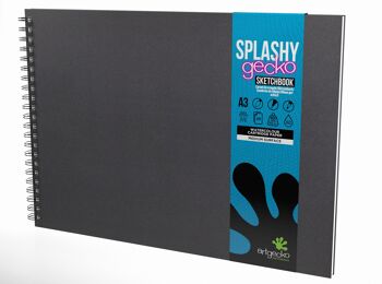 Artgecko Splashy Sketchbook A3 Paysage – 40 pages (20 feuilles) 300 g/m² papier cartouche blanc 1