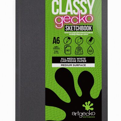 Artgecko Classy Sketchbook (Casebound) A6 Portrait - 92 Pages (46 Sheets) 150gsm White Cartridge Paper