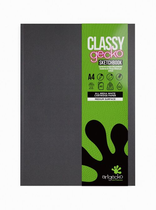 Artgecko Classy Sketchbook (Casebound) A4 Portrait - 92 Pages (46 Sheets) 150gsm White Cartridge Paper