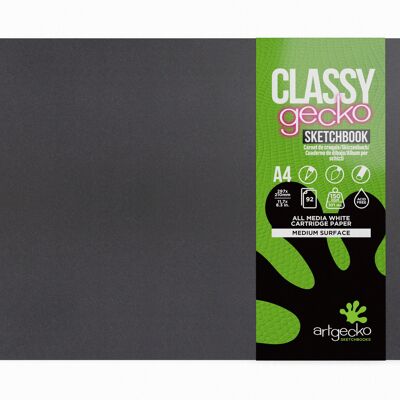 Artgecko Classy Sketchbook (Casebound) A4 Landscape - 92 Pages (46 Sheets) 150gsm White Cartridge Paper