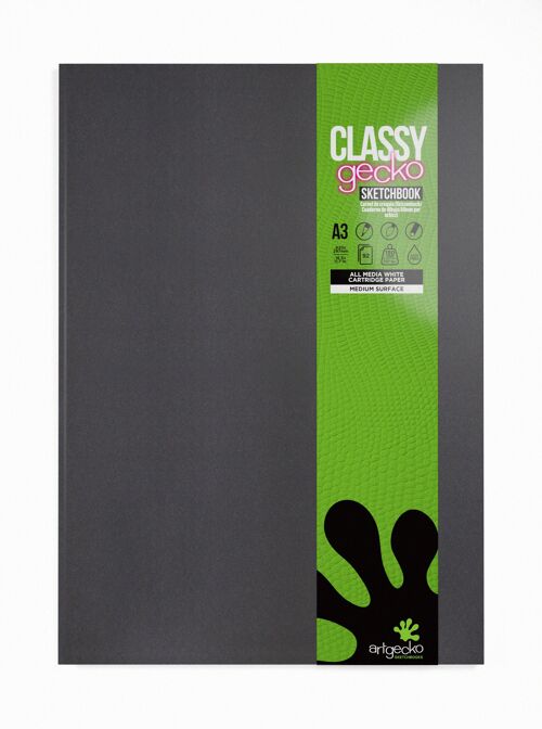 Artgecko Classy Sketchbook (Casebound) A3 Portrait - 92 Pages (46 Sheets) 150gsm White Cartridge Paper