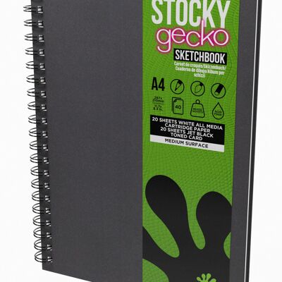 Artgecko Stocky Sketchbook A4 Portrait - 40 Pages (20 Sheets) Black + 40 Pages (20 Sheets) White