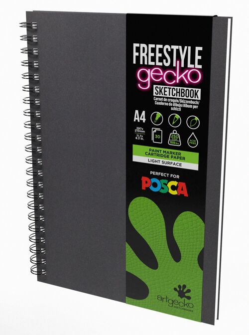 Artgecko Freestyle Sketchbook A4 Portrait - 60 Pages (30 Sheets) 250gsm Smooth Bright White Hybrid Paper