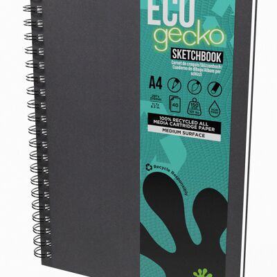 Artgecko Eco Sketchbook A4 Portrait - 80 Pages (40 Sheets) 150gsm Recycled White Cartridge Paper