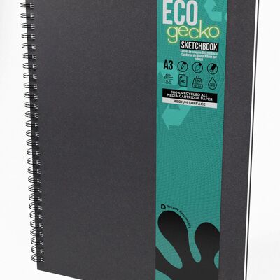 Artgecko Eco Sketchbook A3 Portrait - 80 Pages (40 Sheets) 150gsm Recycled White Cartridge Paper