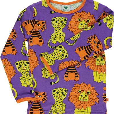 T-shirt LS. Lion-tiger-Leopard Purple Heart