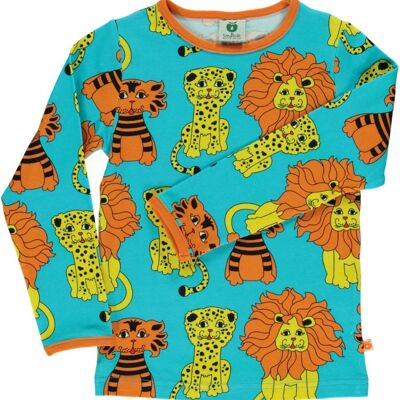 T-shirt LS. Lion-tiger-Leoprad Blue Atoll