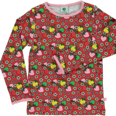 T-shirt LS. Strawberry/Flowers Apple red