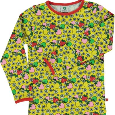 T-shirt LS. Strawberry/Flowers Yellow