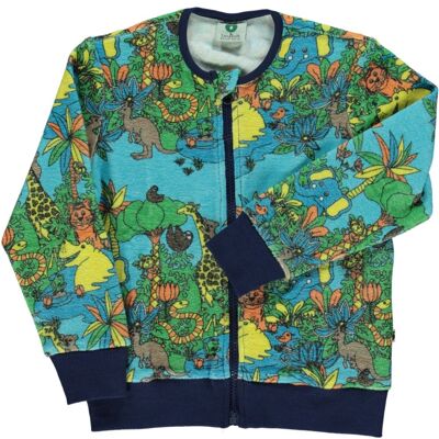 Sweatshirt. Zipper Jungle Ocean Blue