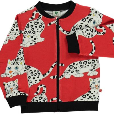 Sweat jacket, Zipper, snow Leopard Apple red