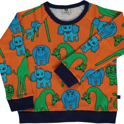Sweatshirt. Giraf, Lion, Hippo & Elephan Orange