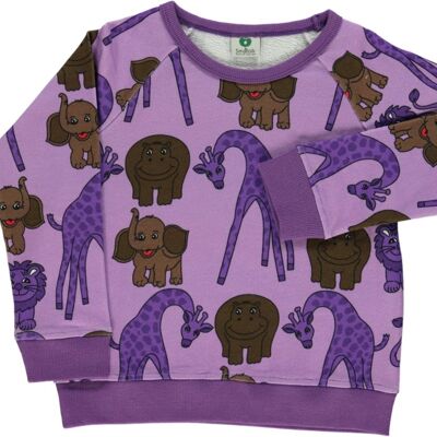 Sweatshirt. Giraf, Lion, Hippo & Elephant Viola