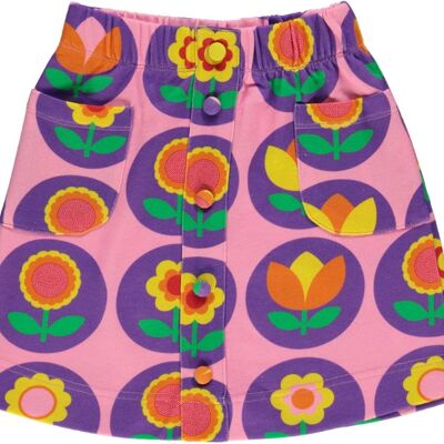 Button Skirt. Flower Sea pink