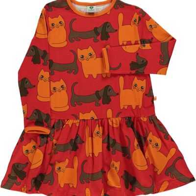 Dress LS. Car& Dog Apple red