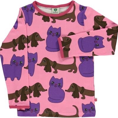 T-shirt LS. Cat & Dog Sea pink