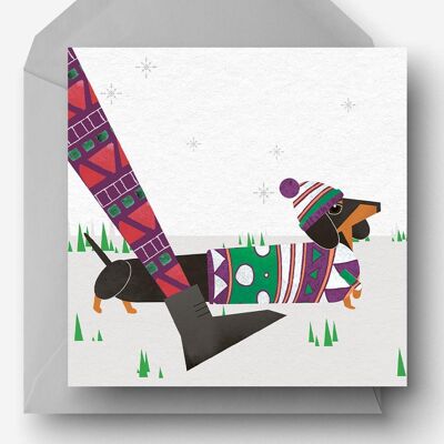 Christmas Sausage Dog Eco Charity Card
