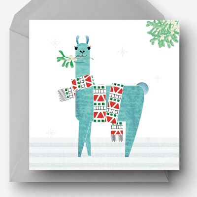 Mistletoe Llama Christmas Eco Charity Card