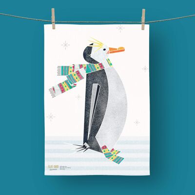 Winter Penguin Christmas Tea Towel