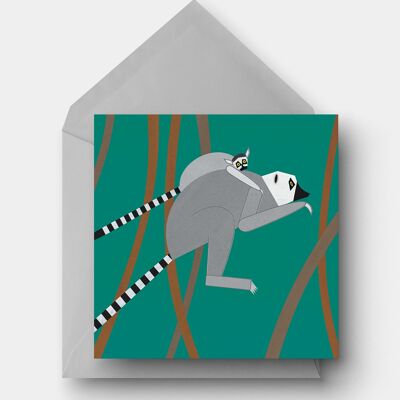 Springende Lemuren-Eco-Gruß-Karte