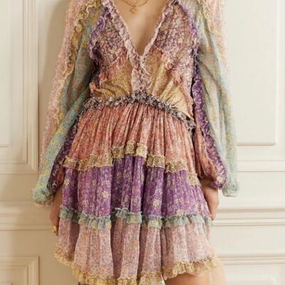 Robe à imprimé fleuri et à volants