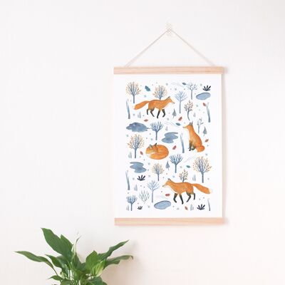 Imprimé animalier - Renards d'hiver