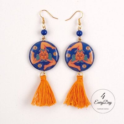 Earrings : Blue Trinacria