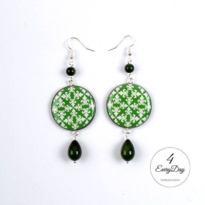 Boucles d'oreilles : faïence verte