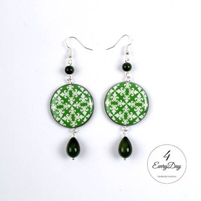 Earrings: green majolica