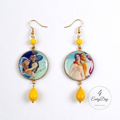 Wooden earrings Birth of Venus by Botticelli